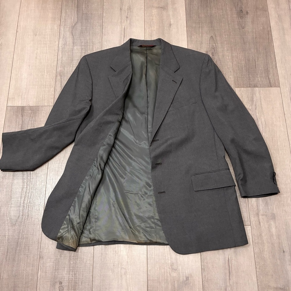 Jos A Bank 100% Wool Blazer Mens 42R 3 Buttons No Back Vent Suit Jacket Office